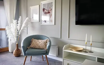 Projekt mieszkania na wynajem krótkoterminowy | Gdańsk | styl skandynawski z nadmorską nutą