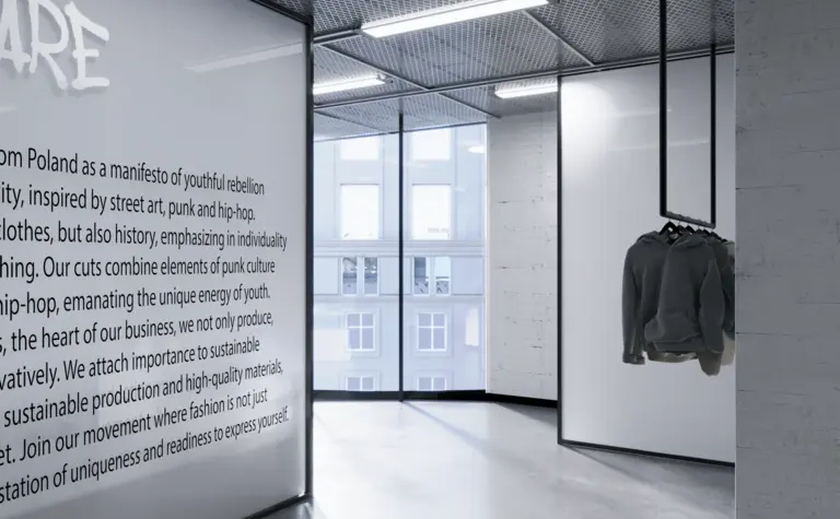 Wnętrze z minimalistycznym designem, nowoczesne elementy i współczesne akcenty.