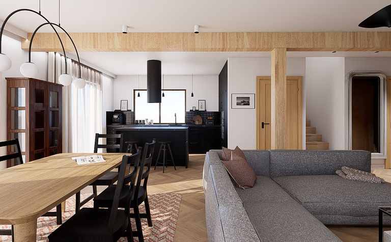 Dom w stylu mid century modern w Gdańsku