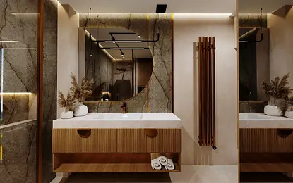 Projekt łazienki z zabudową meblową pod wymiar