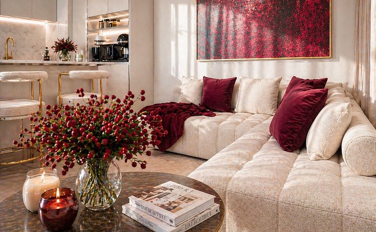 Wnętrze salonu w stylu nowoczesnym z dodatkami soft minimalizm i quiet luxury.