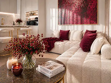 Wnętrze salonu w stylu nowoczesnym z dodatkami soft minimalizm i quiet luxury.