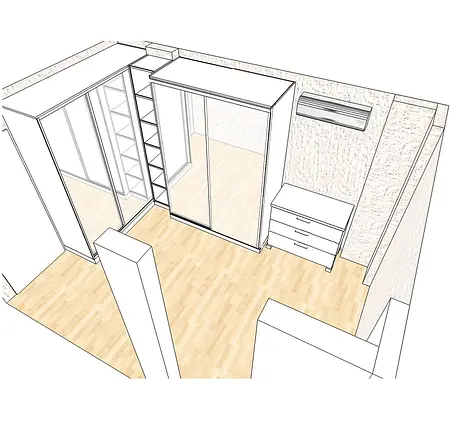 Kuchnia z szarym blatem, białymi meblami i drewnianą podłogą, nowoczesny design.