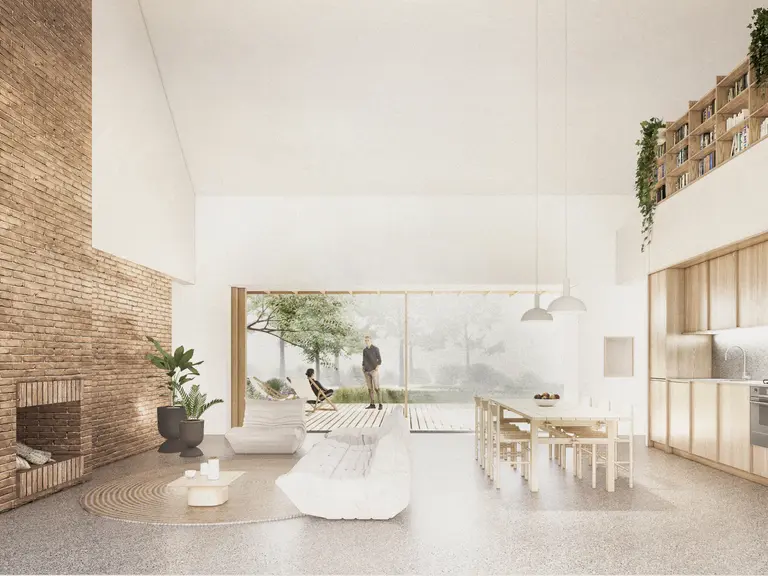 Wnętrze z minimalistycznym designem, skandynawskimi akcentami i naturalnym oświetleniem.