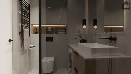 Nowoczesna łazienka z industrialnymi i minimalistycznymi detalami