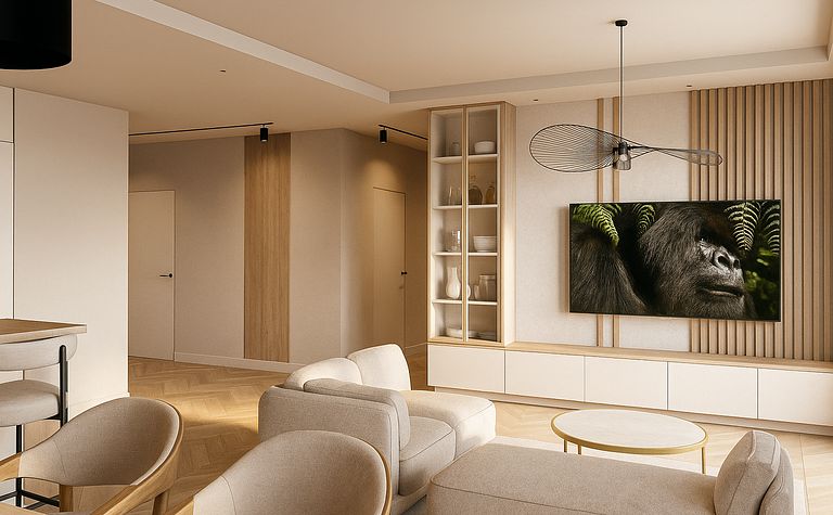 Projekt salonu z kuchnią