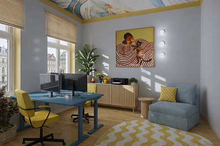 Domowe biuro i salon w stylu Dopamin Decor