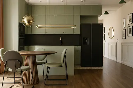 Wnętrze kuchni w stylach art deco, dopamine decor, eklektyczny, nowoczesny, współczesny.