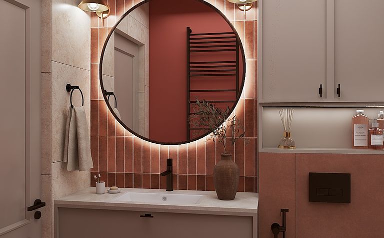 łazienka beż + terakota