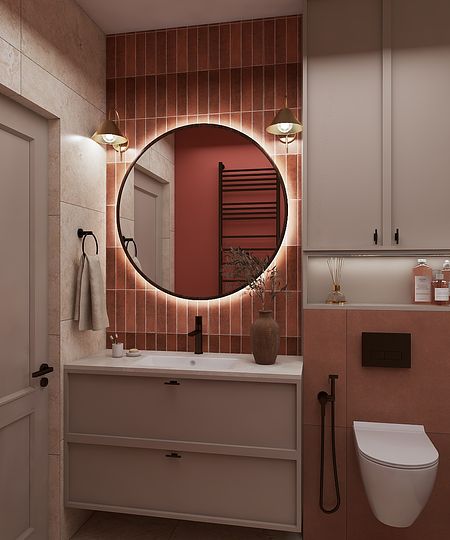 łazienka beż + terakota