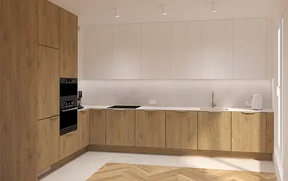 Projekt pojedynczych pomieszczeń w mieszkaniu w Krakowie.