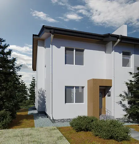 Zewnętrzna fasada nowoczesnego domu w stylu skandynawskim