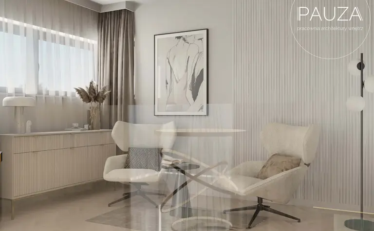 Nowoczesny salon z jasnymi meblami i roślinami w stylu minimaluxe