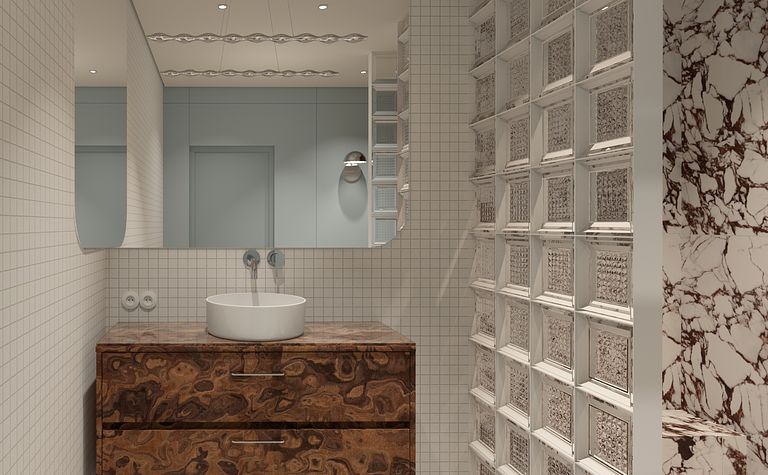 Luksferowa łazienka