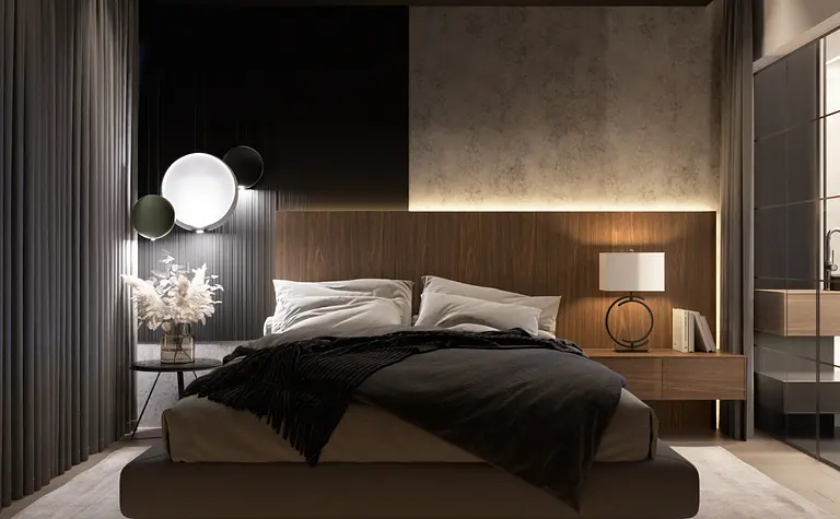 Stylowa sypialnia w quiet luxury z nowoczesnymi akcentami