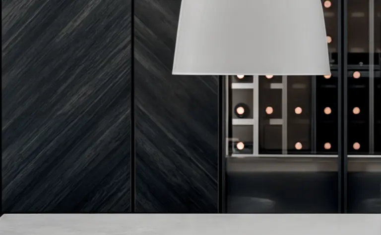 Wnętrze z minimalistyczną lampą w nowoczesnym stylu, skandynawski design.