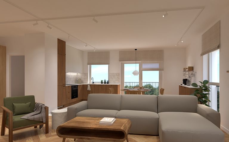 Projekt kompleksowy mieszkania z piętrem na Warszawskim Bemowie.