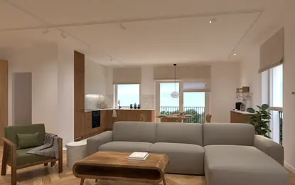 Projekt kompleksowy mieszkania z piętrem na Warszawskim Bemowie.