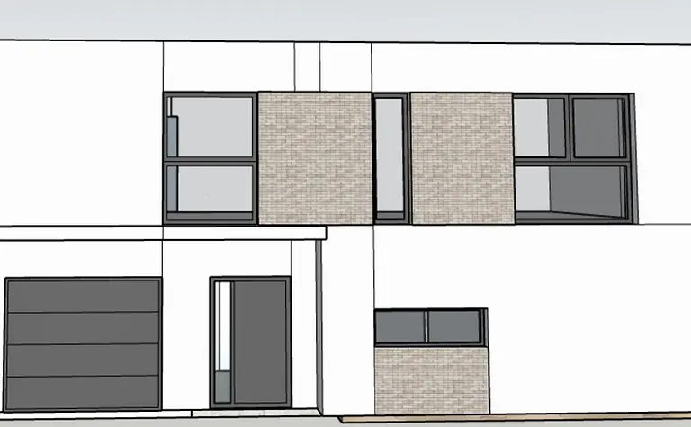 Fasada budynku w stylu japandi, minimalistycznym, nowoczesnym i soft minimalizmie.