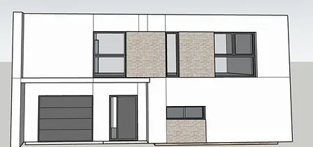 Fasada budynku w stylu japandi, minimalistycznym, nowoczesnym i soft minimalizmie.