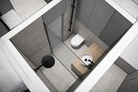 Nowoczesna łazienka w stylu japandi z minimalistycznymi detalami.