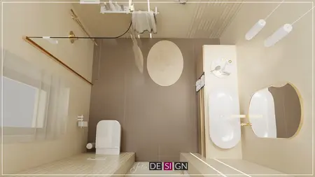 Wnętrze łazienki w stylu boho i eklektycznym z nowoczesnymi detalami.