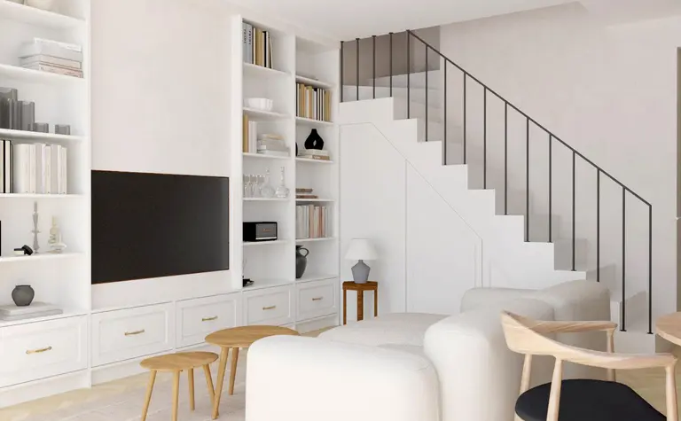 Wnętrze salonu w stylu art deco, minimalistycznym i tradycyjnym z białymi meblami.