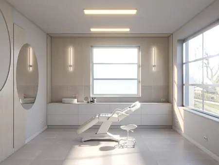 Nowoczesne wnętrze z minimalistyczną umywalką i jasnymi ścianami