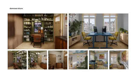 Wnętrze biura z art deco, dopamine decor, eklektyczny, soft minimalizm, tradycyjny, vintage.