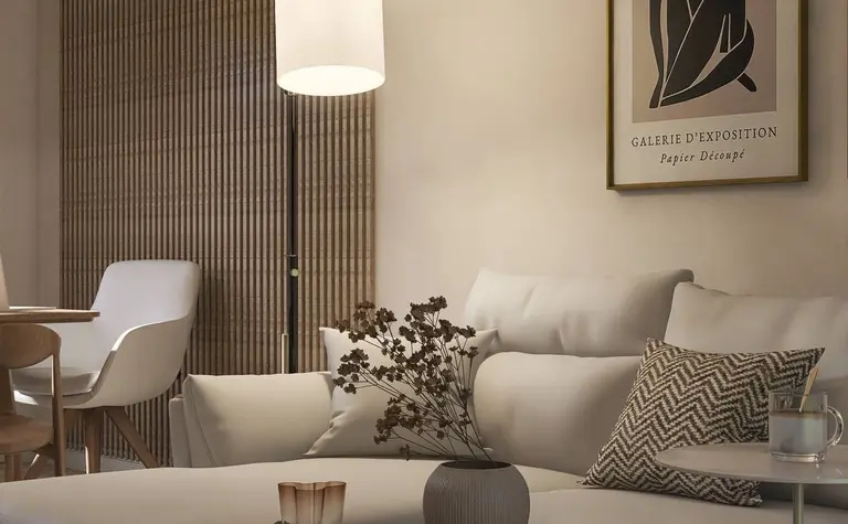 Minimalistyczny salon z nowoczesnymi meblami skandynawskimi