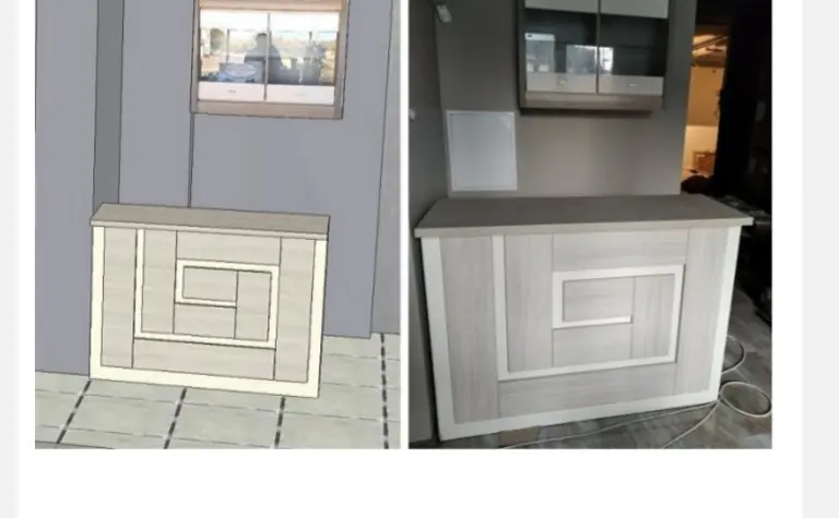 Minimalistyczne wnętrze z szafką i oknem, nowoczesny design.