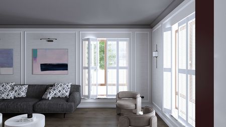 Wnętrze salonu w stylu quiet luxury z tradycyjnymi akcentami.