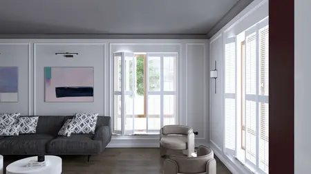 Wnętrze salonu w stylu quiet luxury z tradycyjnymi akcentami.