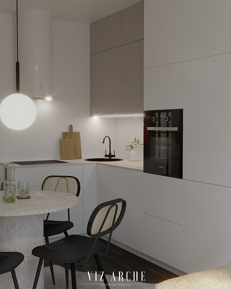 Mała, minimalistyczna kuchnia.