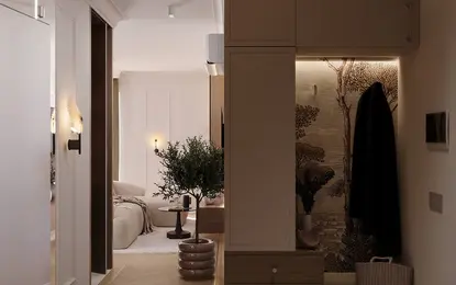 Przedpokój w stylu eklektycznym z elementami quiet luxury i tradycyjnymi akcentami.