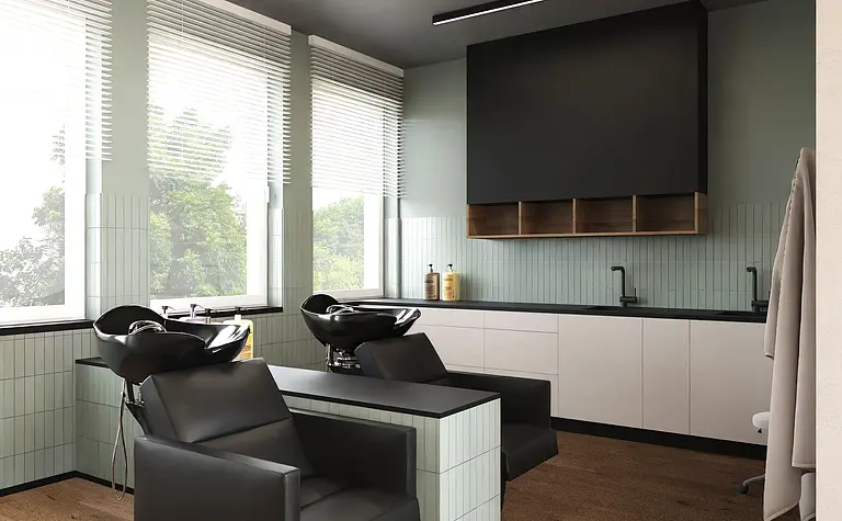 Nowoczesne wnętrze salonu z boho i japandi, jasne meble, czarne akcenty.