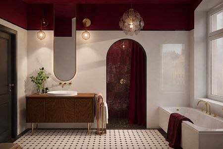 Łazienka w wysokim pomieszczeniu 