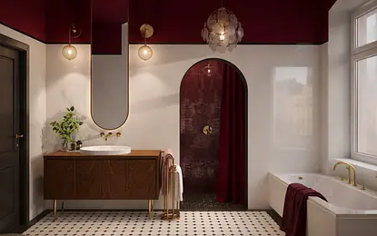 Łazienka w wysokim pomieszczeniu 