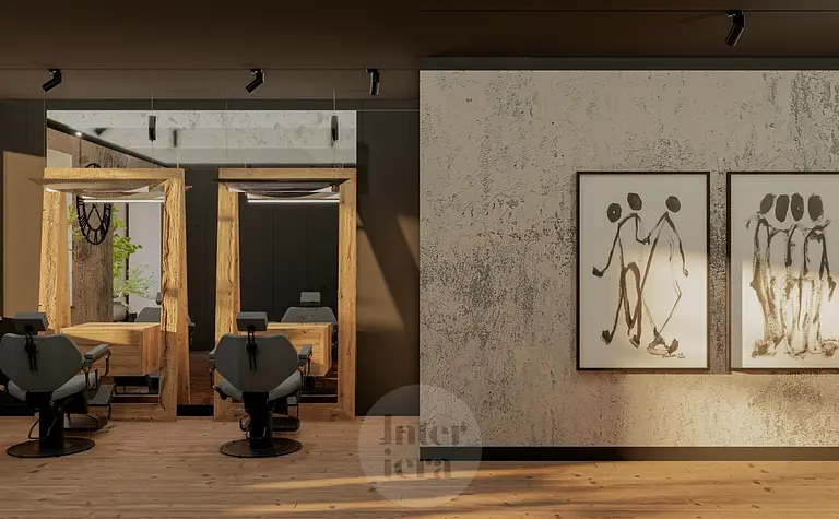 Wnętrze salonu z elementami eklektycznymi, industrialnymi i minimalistycznymi.