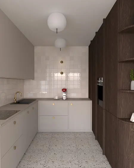 Kuchnia w stylu eklektycznym z nowoczesnymi detalami