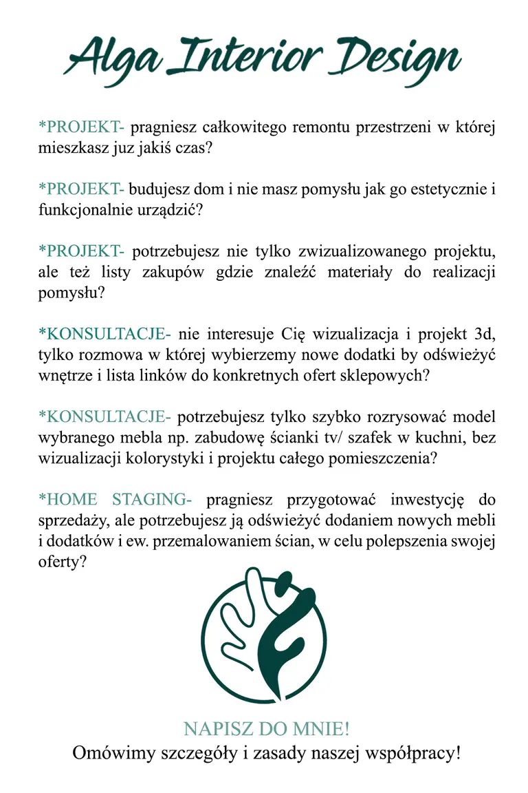 Wnętrze biura z elementami boho i skandynawskim stylem, z zielonymi dodatkami.