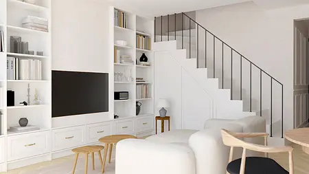 Wnętrze salonu w stylu art deco, minimalistycznym i tradycyjnym z białymi meblami.