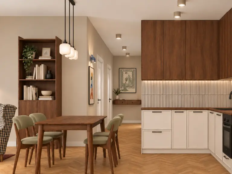 Kuchnia z jadalnią: dopamine decor, industrialny, japandi, minimalistyczny, nowoczesny, współczesny, drewno i biel