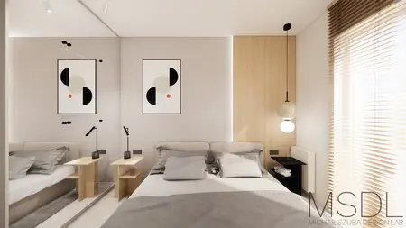 Sypialnia w stylu boho, eklektycznym i japandi z minimalistycznym wystrojem.