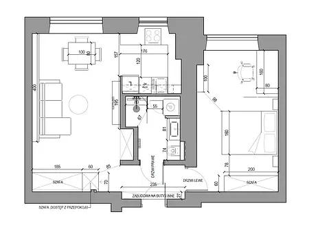 Wnętrze salonu w stylu dopamine decor, eklektycznym, japandi i nowoczesnym z beżowymi elementami.
