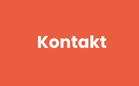 Grafika przedstawiająca napis 'Kontakt' na pomarańczowym tle w stylu dopamine decor i eklektycznym.