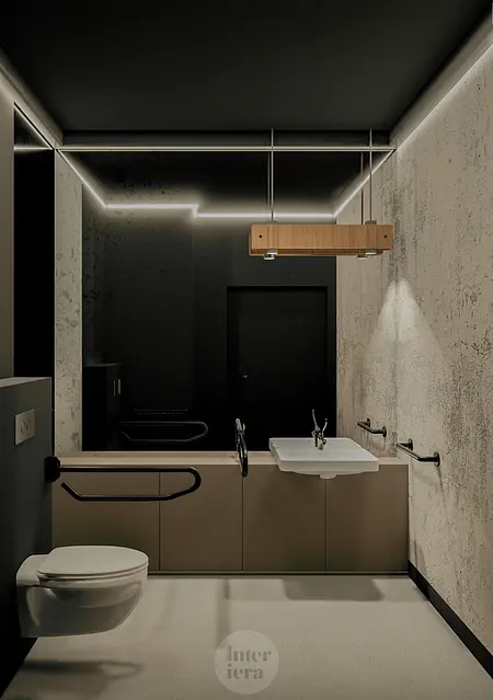 Nowoczesna łazienka w stylu eklektycznym z minimalistycznymi detalami.