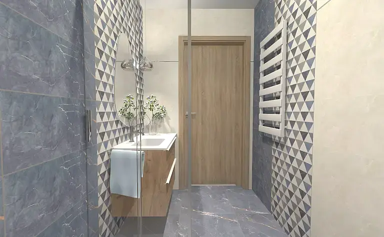 Wnętrze kuchni z białymi meblami, drewnianym blatem i kwiatami, styl quiet luxury.