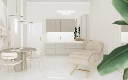 Wnętrze minimalistyczne z jasnymi meblami i nowoczesnymi detalami, styl minimaluxe.