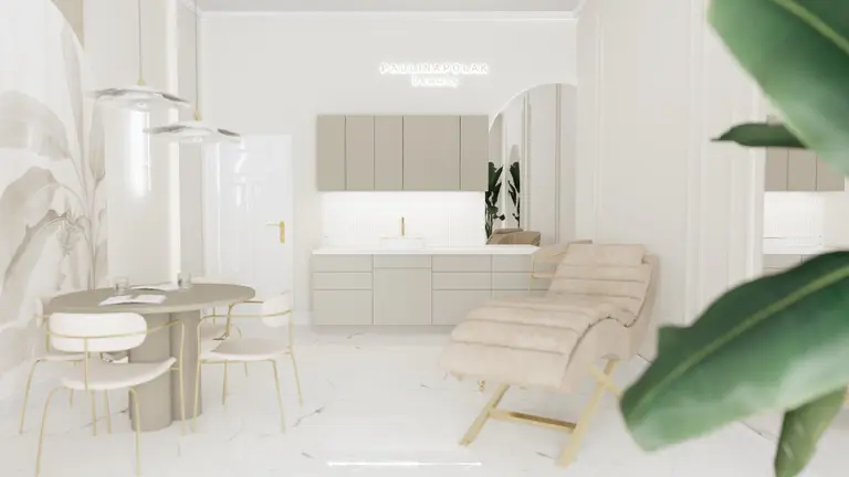 Wnętrze minimalistyczne z jasnymi meblami i nowoczesnymi detalami, styl minimaluxe.